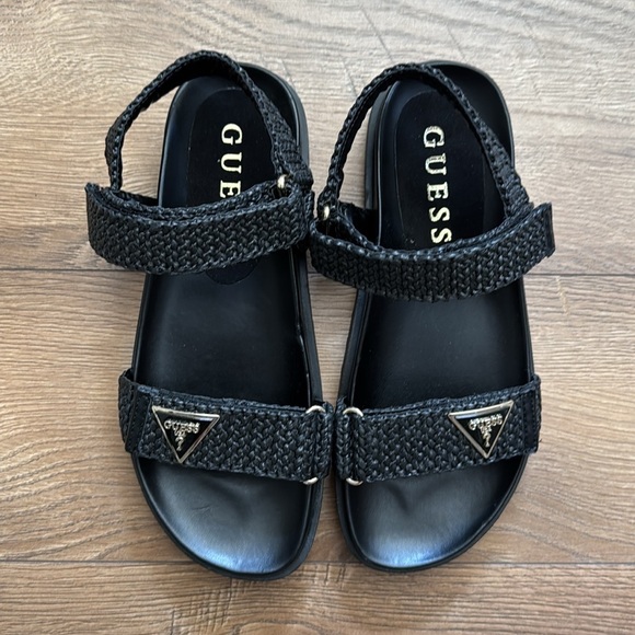 Guess Women’s Fabrisa Sandals Woven Fabric Adjustable Strap Black Size 8 - Picture 9 of 12